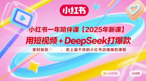 小红书一年陪伴课【2025年新课】，用短视频+deepSeek打爆款，史上最干货的小红书店铺爆款课程-财富区