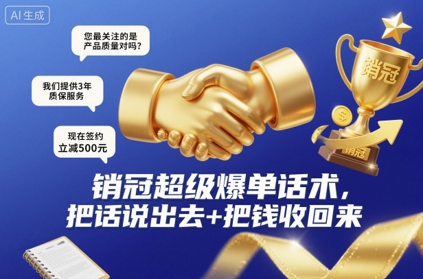 销冠超级爆单话术，把话说出去+把钱收回来-财富区