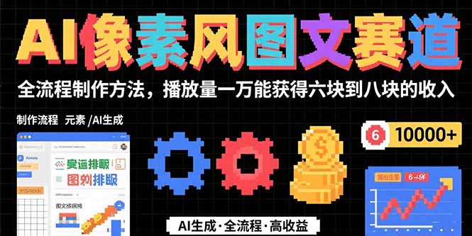 AI像素风图文赛道：全流程制作方法，播放量一万能获得6块到8块的收入-财富区