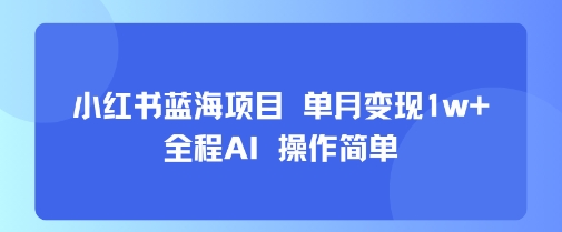 小红书蓝海项目 单月变现1w+ 全程AI 操作简单-财富区