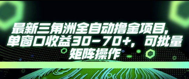 最新AI全自动游戏撸金项目，单窗口收益30-70+，可批量操作-财富区
