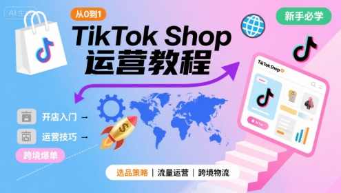 TikTok Shop从0到1运营教程，TikTok跨境电商新手必学课程-财富区
