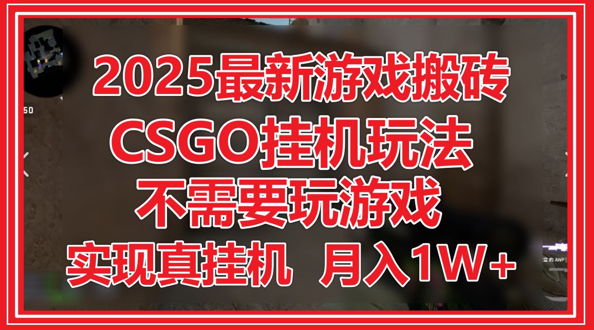 2025最新游戏搬砖，CSGO挂机，不需要玩游戏，实现真挂机，月入1W+-财富区