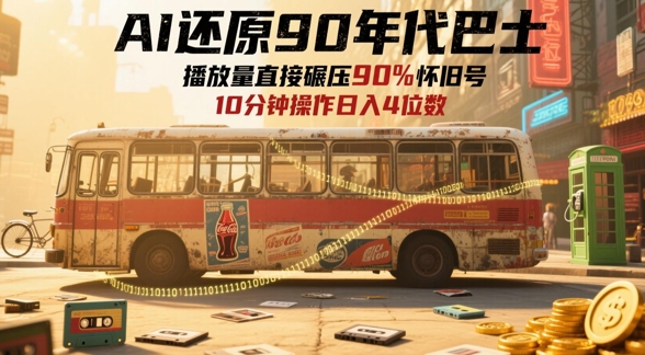 AI还原90年代巴士，一帧就让70后泪崩，播放量直接碾压90%怀旧号，每天操作十分钟，日入四位数-财富区