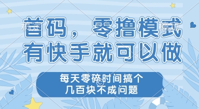 首码零撸项目，有快手就可以做，每天业务时间搞个几张不是问题-财富区