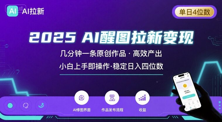 2025最强AI醒图拉新，几分钟一条原创作品，单日收入4位数，小白也能上手操作-财富区