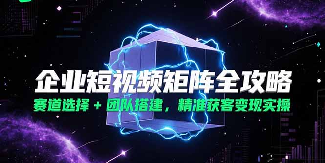 企业短视频矩阵全攻略，赛道选择+团队搭建，精准获客变现实操-财富区