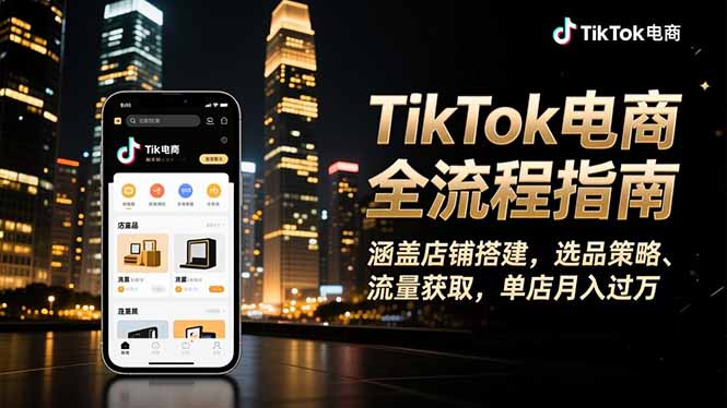 TikTok电商全流程指南，涵盖店铺搭建、选品策略、流量获取，单店月入过万-财富区