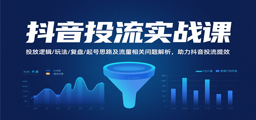 抖音投流实战课，投放逻辑/玩法/复盘/起号思路及流量相关问题解析，助力抖音投流提效-财富区