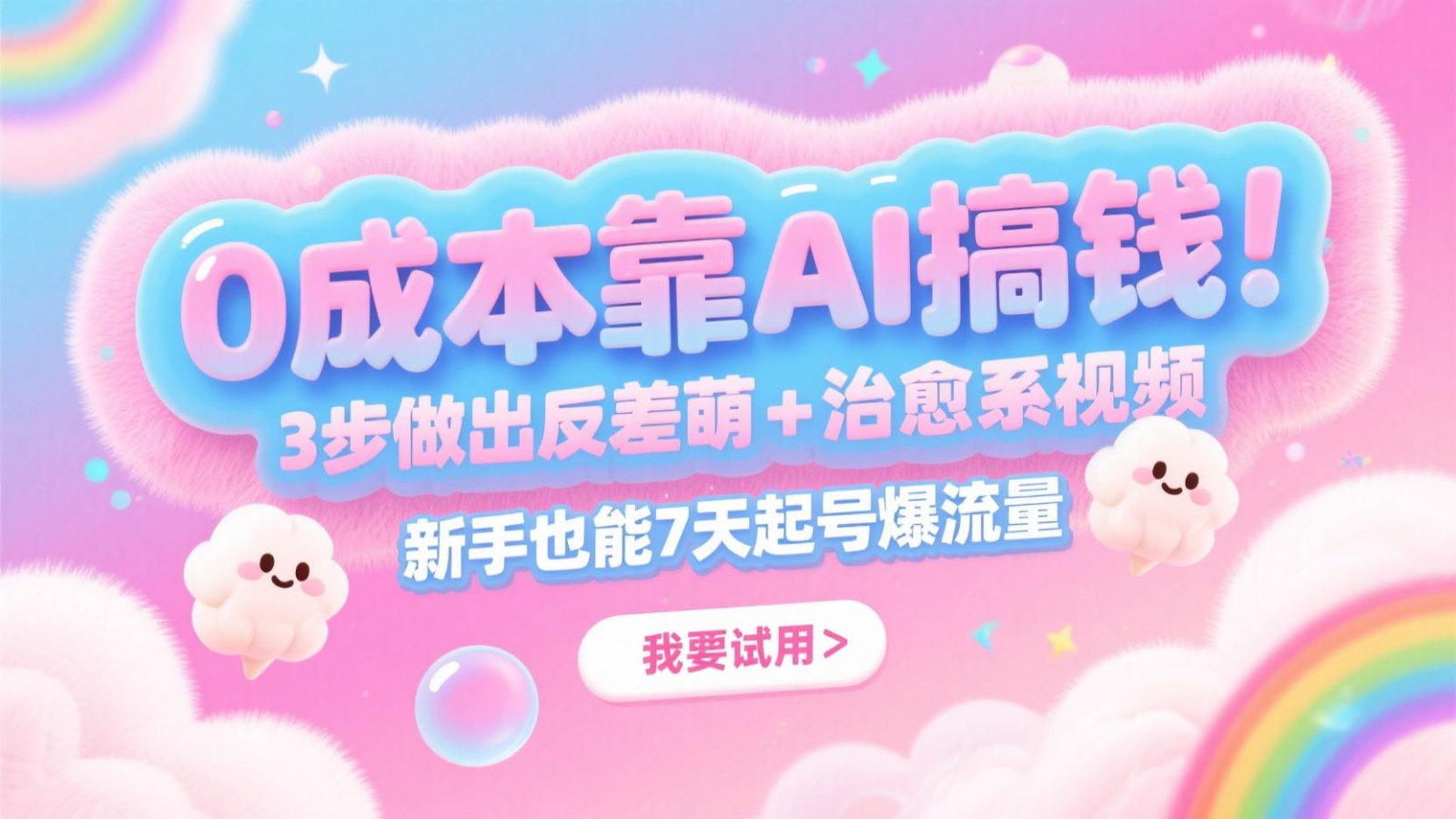 0成本靠AI搞钱！3步做出反差萌+治愈系视频，新手也能7天起号爆流量，月入5位数-财富区