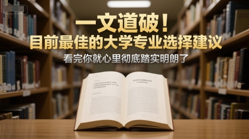 付费文章：一文道破！目前最佳的大学专业选择建议，看完你就心里彻底踏实明朗了-财富区