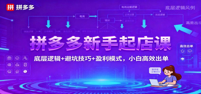 拼多多新手起店课：底层逻辑+避坑技巧+盈利模式，小白高效出单-财富区