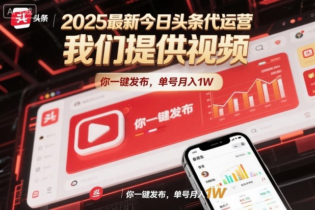 2025最新今日头条代运营，我们提供视频，你一键发布，单号月入1W-财富区