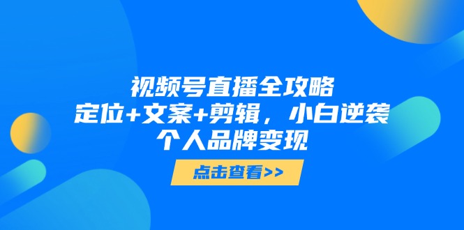 视频号直播全攻略，定位+文案+剪辑，小白逆袭个人品牌变现-财富区