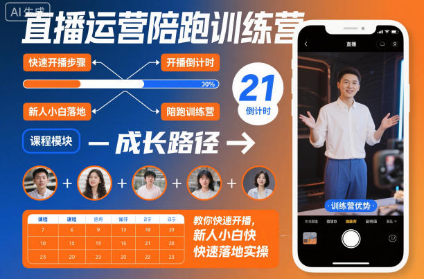 直播运营陪跑训练营，教你快速开播，新人小白快速落地实操-财富区