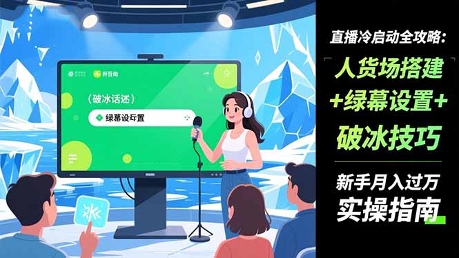 直播冷启动全攻略:人货场搭建+绿幕设置+破冰技巧，新手月入过万实操指南-财富区
