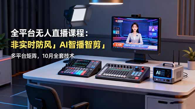全平台无人直播课程:非实时防风+AI智播智剪+多平台矩阵,10月全套技术-财富区