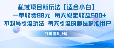 私域项目新玩法【适合小白】 一单收费88.每天稳定收益几张-财富区