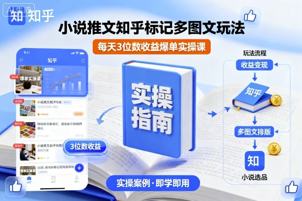 小说推文知乎标记多图文玩法，每天3位数收益爆单实操课-财富区