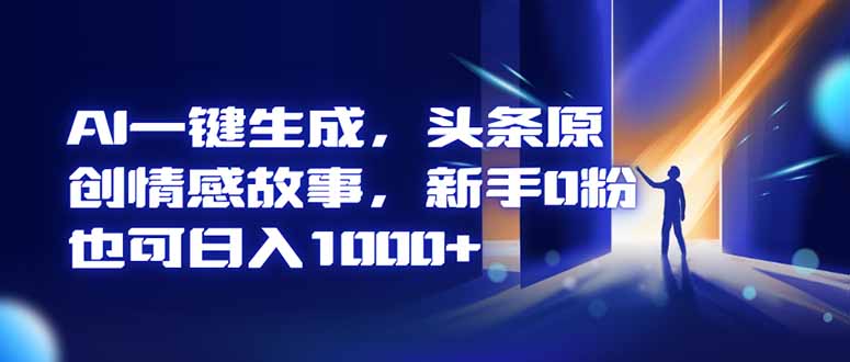 AI一键生成，头条原创情感故事，新手0粉也可日入1000+-财富区