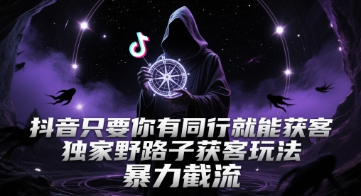 抖音只要你有同行就能获客，独家野路子获客玩法，暴力截流-财富区