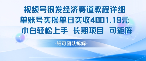 视频号银发经济赛道单账号实操单日实收1k+，小白轻松上手长期项目-财富区