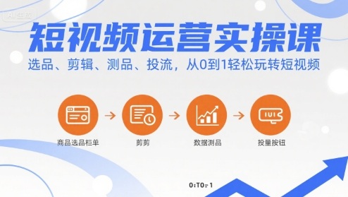 短视频运营实操课,选品、剪辑、测品、投流,从0到1轻松玩转短视频-财富区