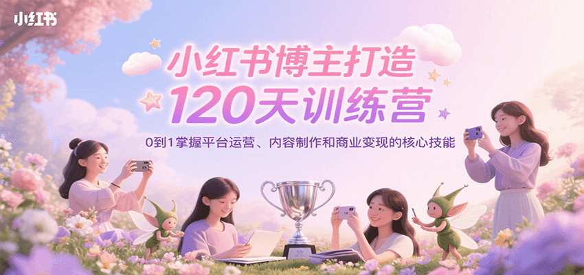 小红书博主打造120天训练营，0到1掌握平台运营、内容制作和商业变现-财富区