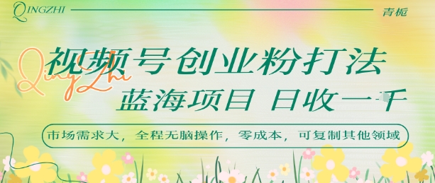 视频号创业粉打法，日入1k，蓝海项目，市场需求大，全程无脑操作，可复制-财富区