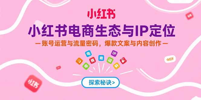 小红书电商生态与IP定位，账号运营与流量密码，爆款文案与内容创作-财富区
