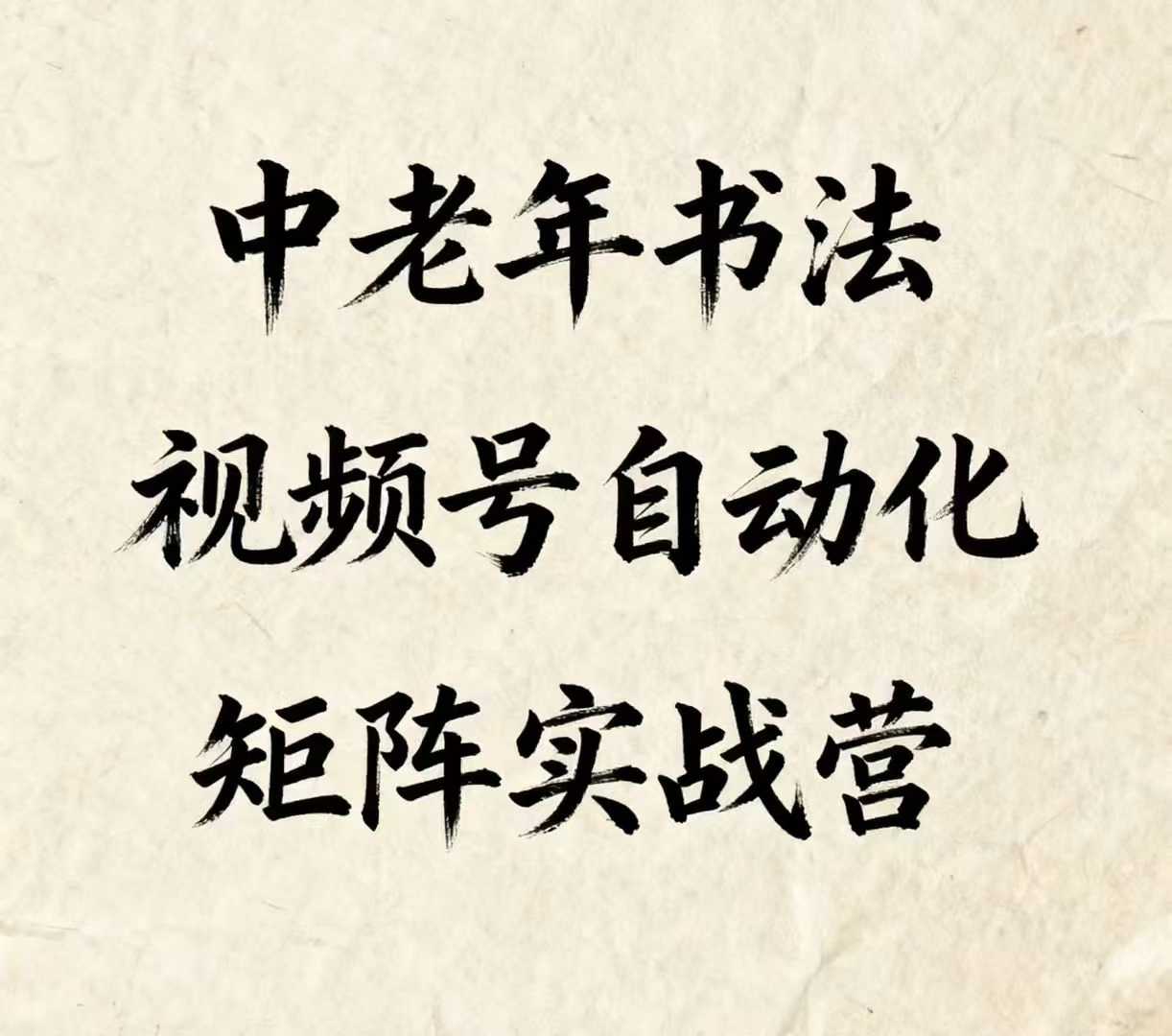 中老年书法视频号自动化矩阵实战营，一套自动化流程玩转中老年书法视频号矩阵-财富区