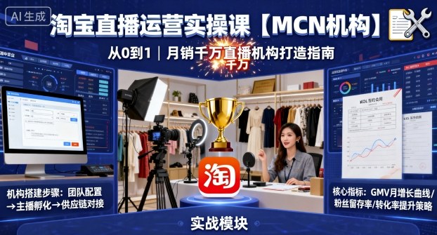 淘宝直播运营实操课【MCN机构】，从0到1做一家月销千W的直播机构-财富区
