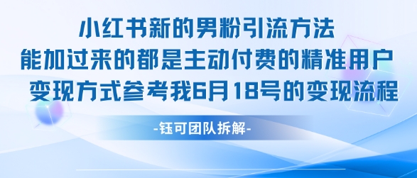 小红书全新男粉引流实操方法，日引流100多精准男粉-财富区
