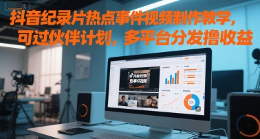 抖音纪录片热点事件视频制作教学，可过伙伴计划，多平台分发撸收益-财富区