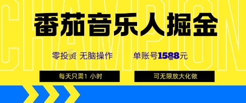 番茄音乐人掘金,单账号最高可撸1k+,可无限矩阵去做,零投入-财富区