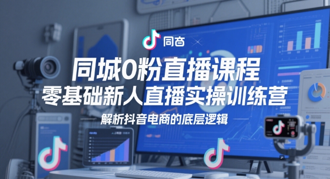 同城0粉直播课程，零基础新人直播实操训练营，解析抖音电商的底层逻辑-财富区
