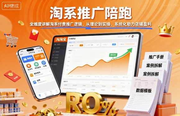 淘系推广陪跑，全维度讲解淘系付费推广逻辑，从理论到实操，系统化助力店铺盈利-财富区
