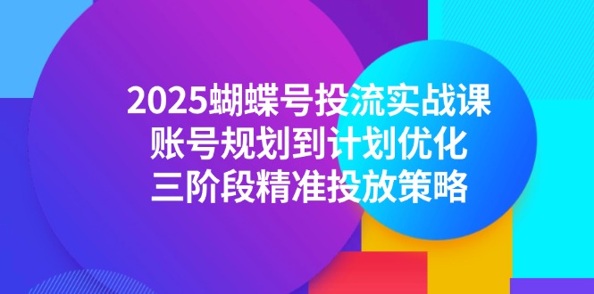 2025蝴蝶号投流实战课，账号规划到计划优化，三阶段精准投放策略-财富区