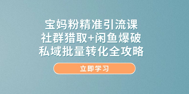 宝妈粉精准引流课，社群猎取+闲鱼爆破，私域批量转化全攻略-财富区