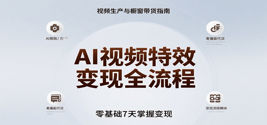 AI视频特效变现全流程，零基础7天掌握视频生产到橱窗带货变现-财富区