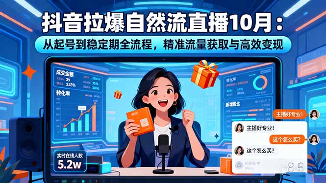 抖音拉爆自然流直播10月：从起号到稳定期全流程，精准流量获取与高效变现-财富区