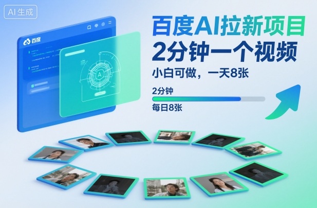 百度AI拉新项目，2分钟一个视频，小白可做，一天8张【附案例+保姆级教程】-财富区