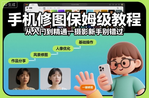 手机修图保姆级教程，从入门到精通，摄影新手别错过-财富区