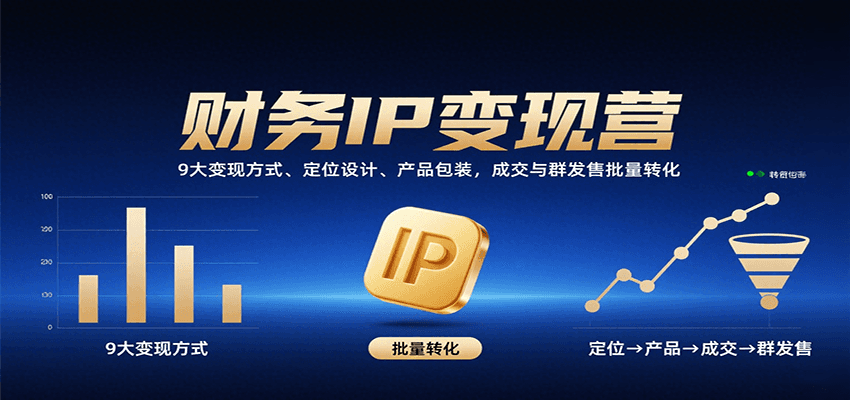 财务IP变现营：9大变现方式、定位设计、产品包装，成交与群发售批量转化-财富区