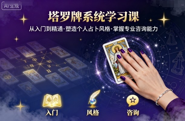 塔罗牌系统学习课，助你从入门到精通，塑造个人占卜风格，掌握专业咨询能力-财富区
