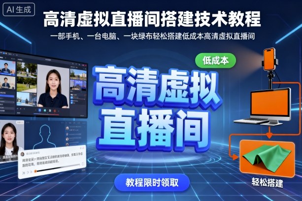 高清虚拟直播间搭建技术教程，一部手机、一台电脑、一块绿布轻松搭建低成本高清虚拟直播间-财富区