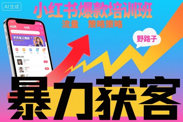 小红书爆款培训班，小红书获客野路子流量打法，暴力持续获客-财富区
