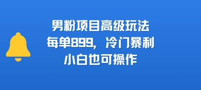 男粉项目高级玩法，每单899，冷门暴利，小白也可操作-财富区
