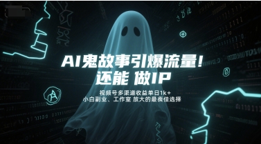 AI鬼故事引爆流量，还能做IP，视频号多渠道收益单日1k+，小白副业、工作室放大的最佳选择-财富区