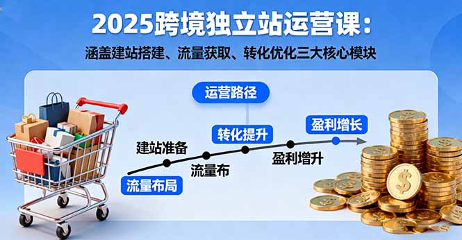 2025跨境独立站运营课:涵盖建站搭建、流量获取、转化优化三大核心模块-财富区
